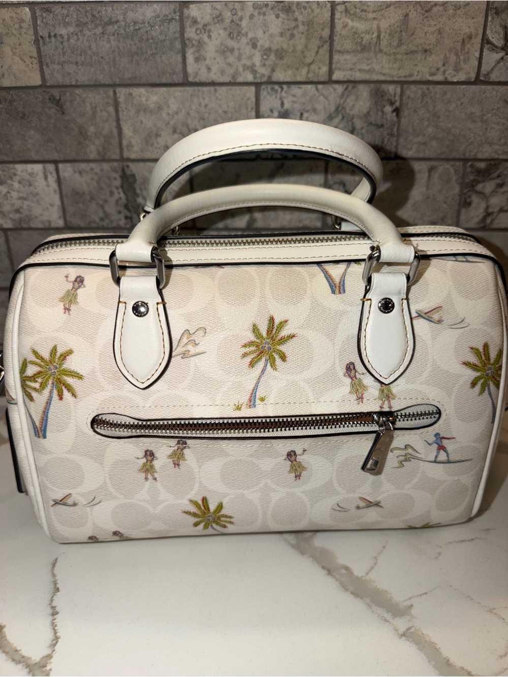 Coach Medium 2023 Rowan Hula Signature Chalk Print Satchel - Picture 3 of 5